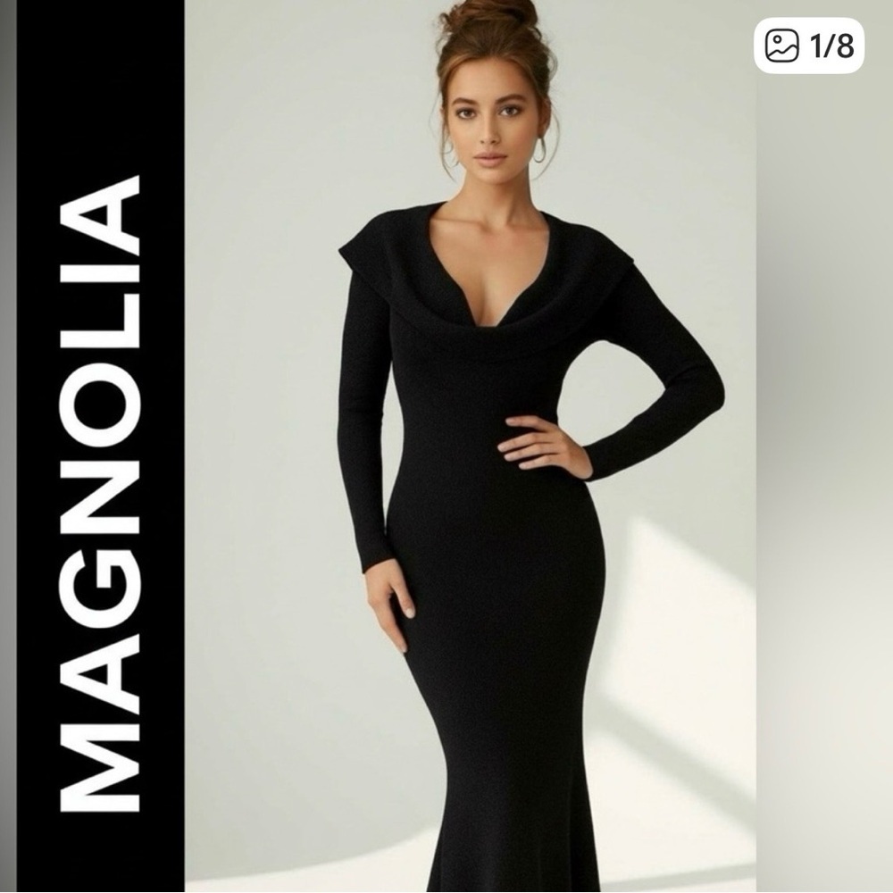 MAGNOLIA MAXI Women’s Black Sparkle Plunging Neckline Dress Size S NWT - Picture 9 of 9